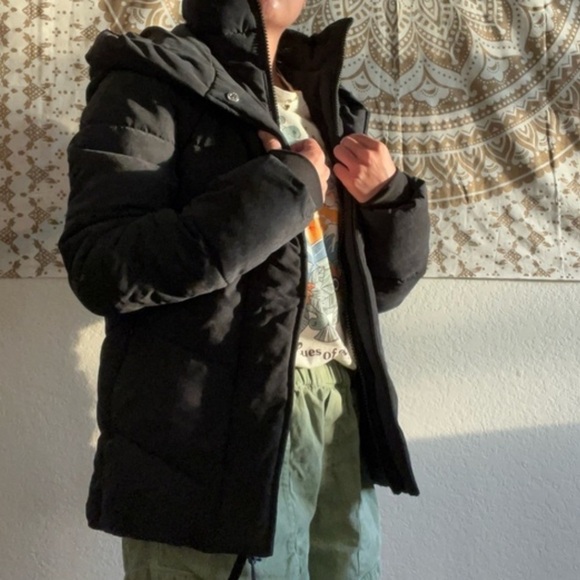 Abercrombie & Fitch Black Quilted Puffer Jacket Hood Water & Wind Resistant - Picture 8 of 8